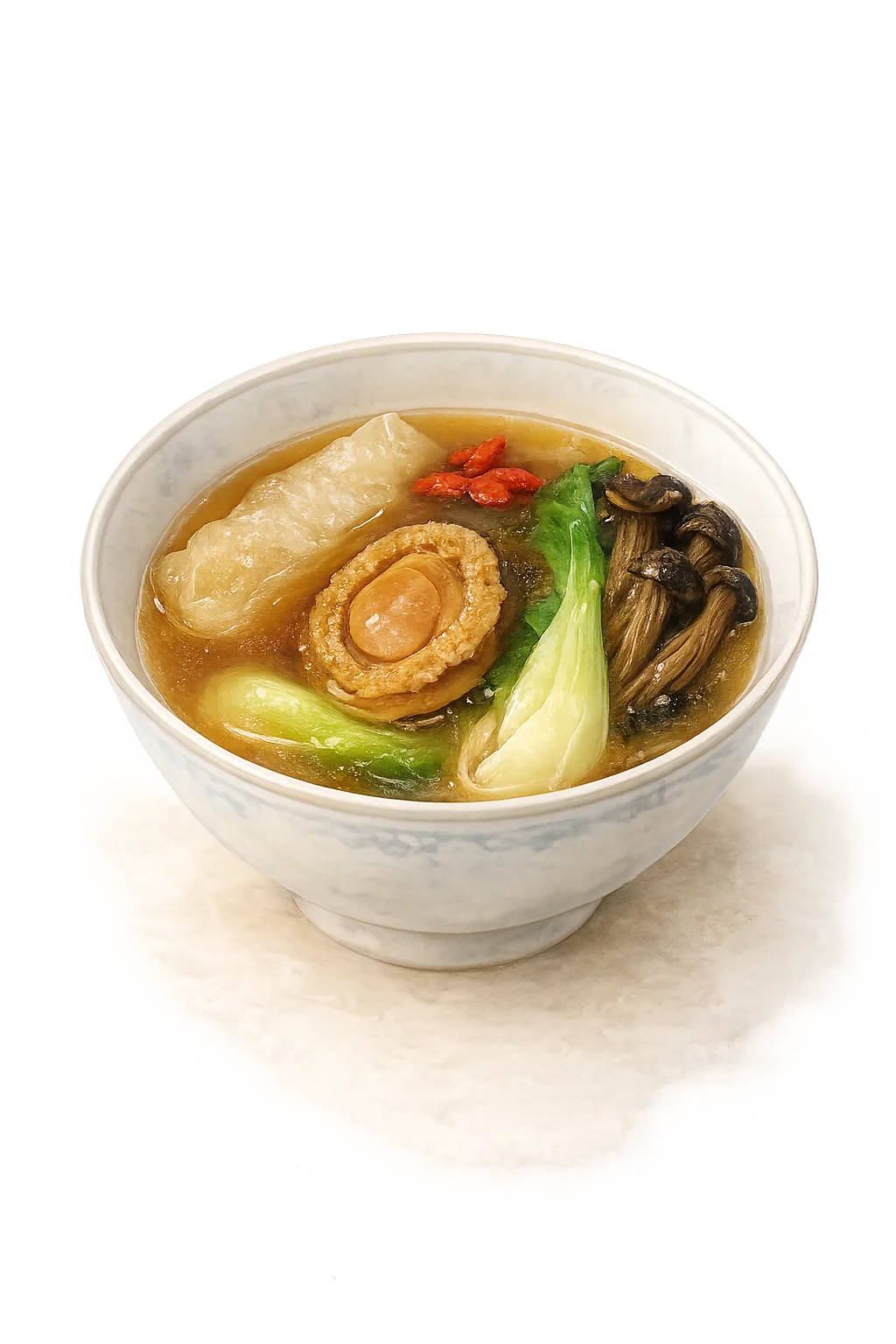 Fish maw and abalone mushroom soup with greens