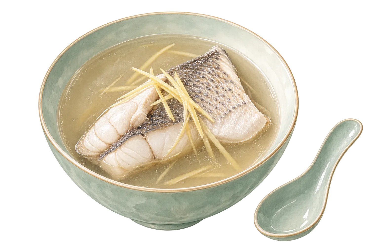 Ginger sea bass soup