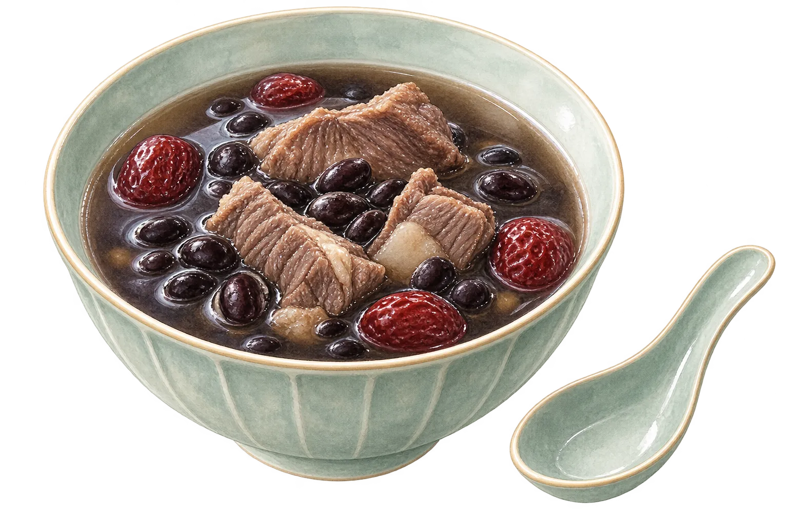 Red date and black bean pork rib soup