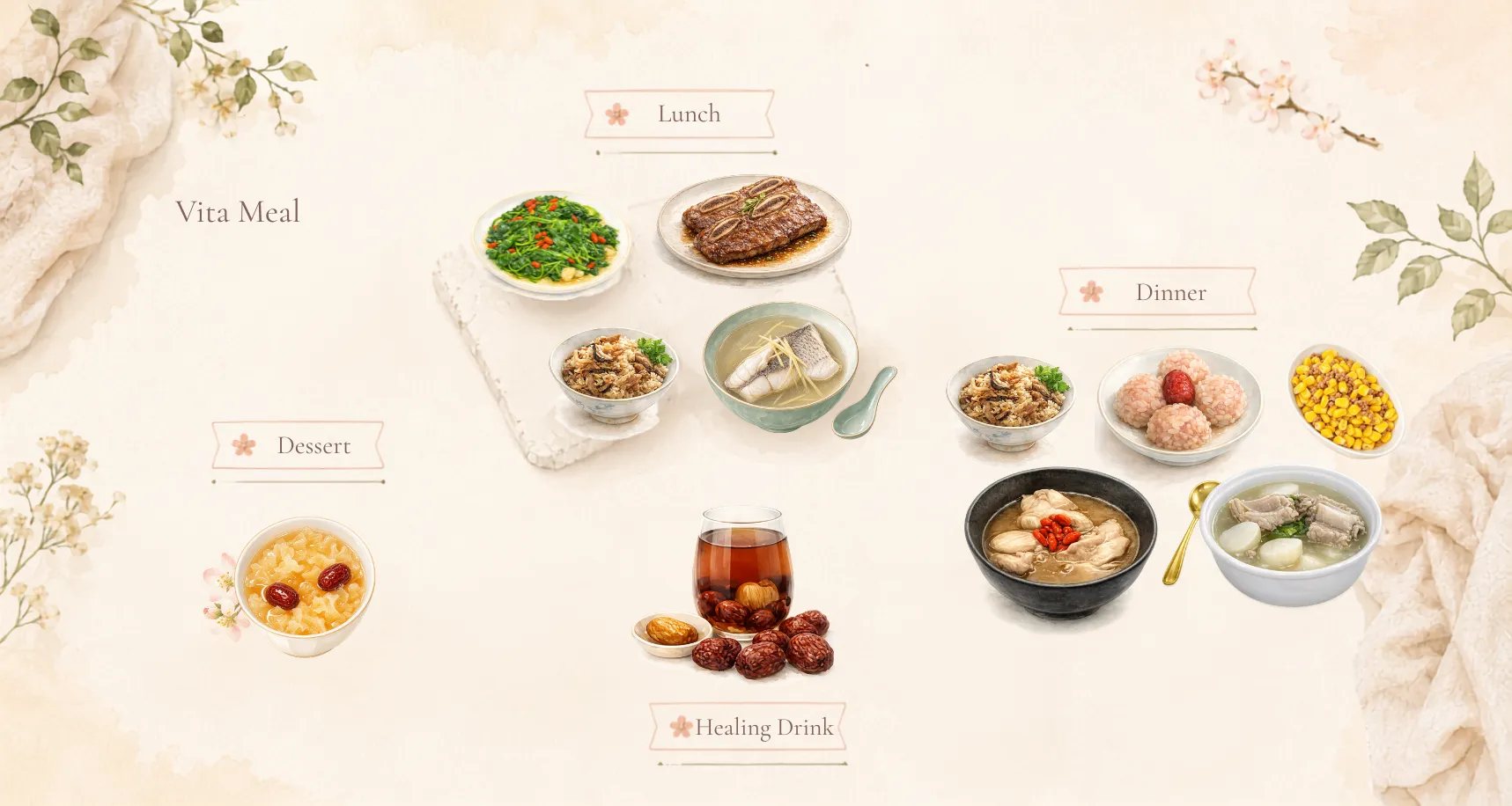 A full Vita Meal day — lunch, dinner and a dessert